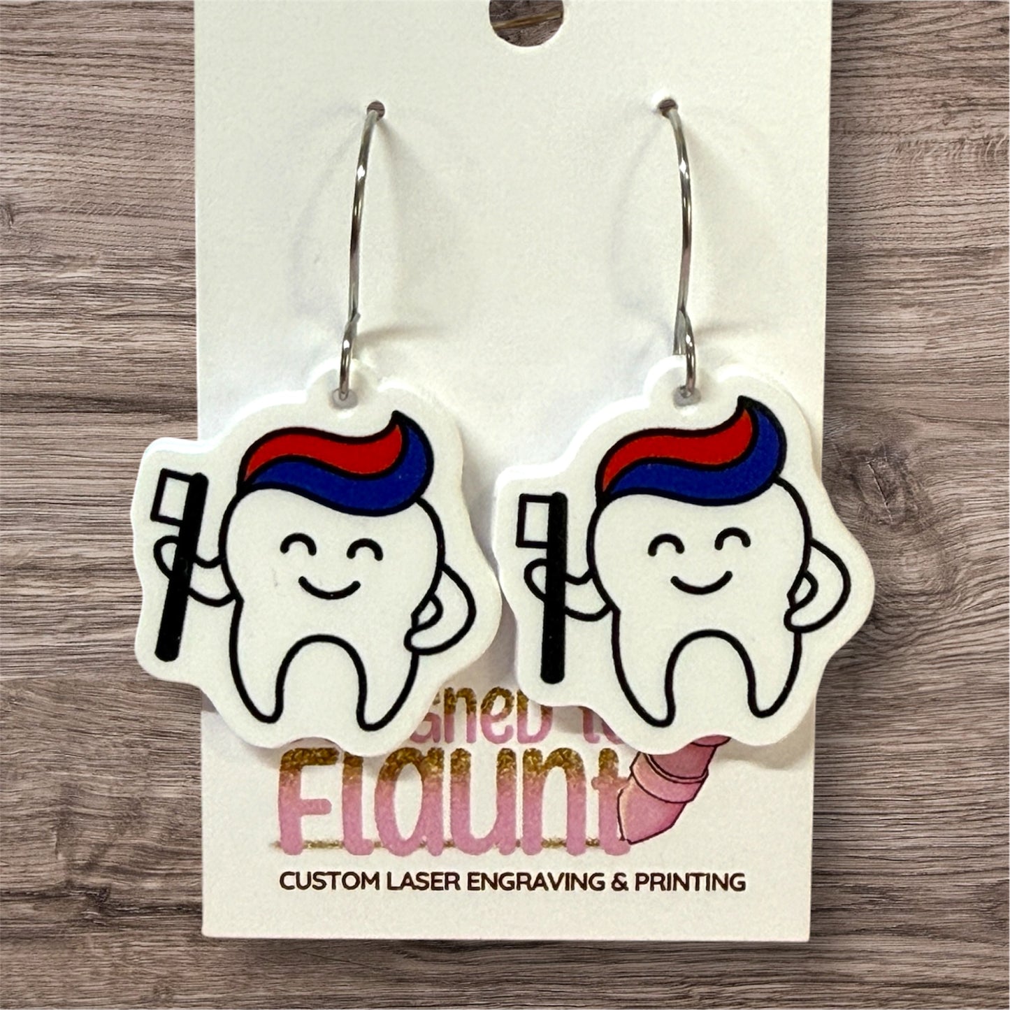 Happy Brush Acrylic Teeth Earrings