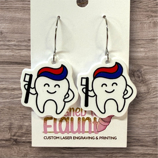 Happy Brush Acrylic Teeth Earrings