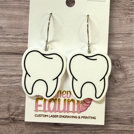 Pearly White Acrylic Teeth Earrings
