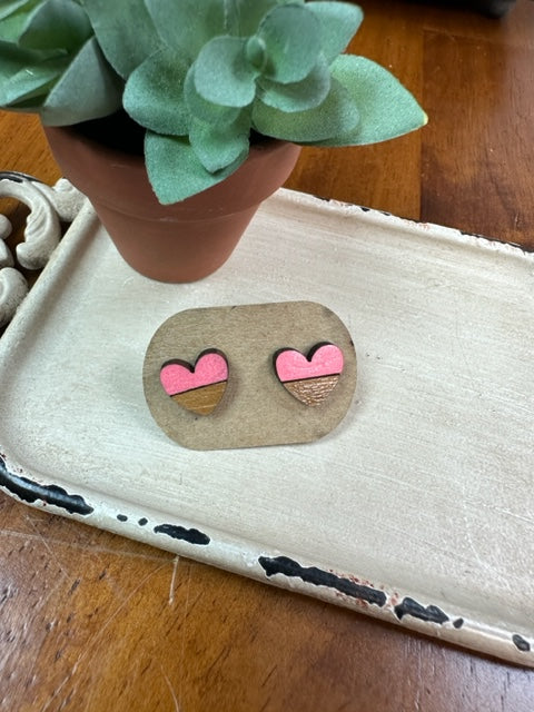 Pink Heart Studs