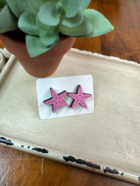 Pink Starfish Studs