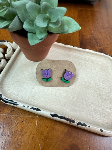 Purple Tulip Studs