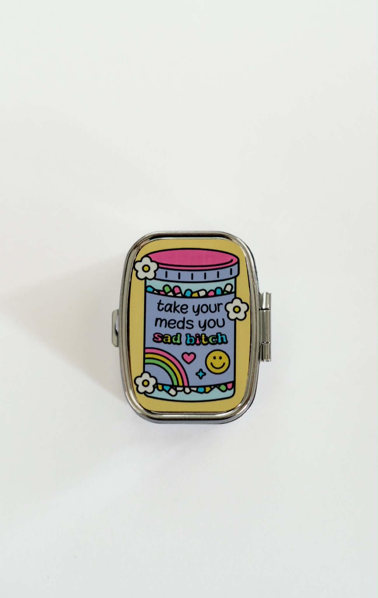 Pill Box Funny Gift Pill Case with Mirror