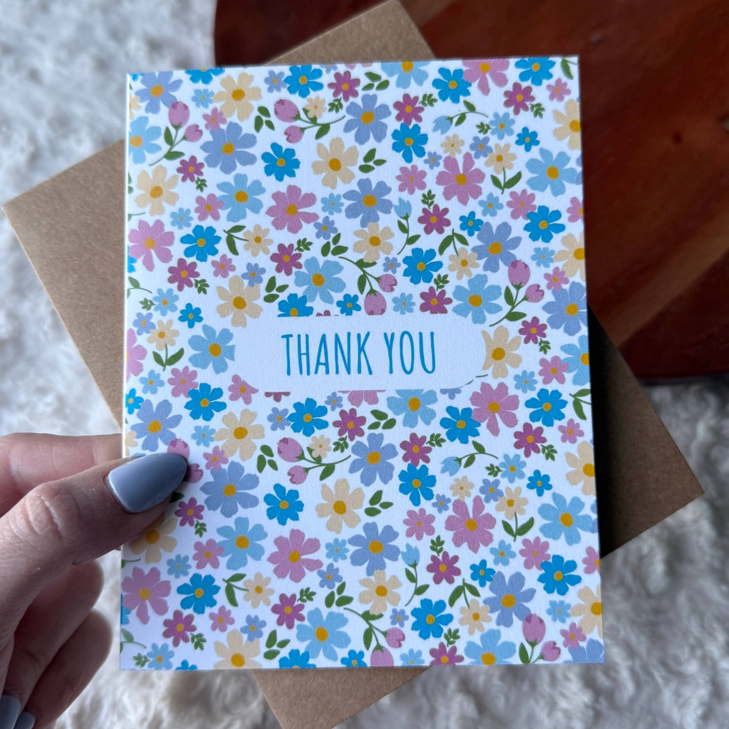 Colorful Flower Pattern Thank You Card