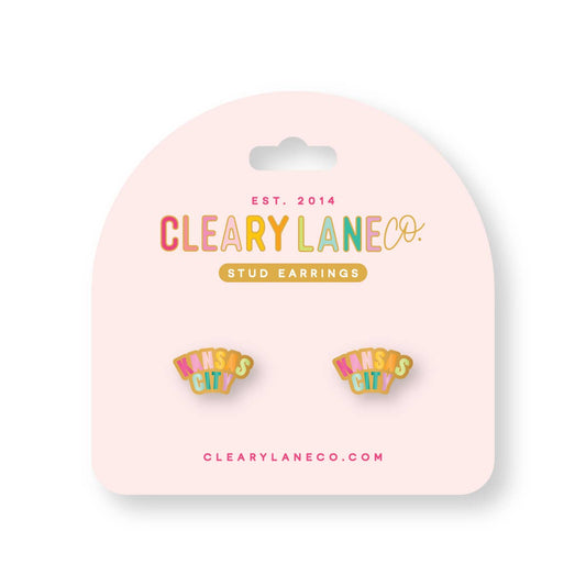 Kansas City KC Rainbow Enamel Stud Earrings