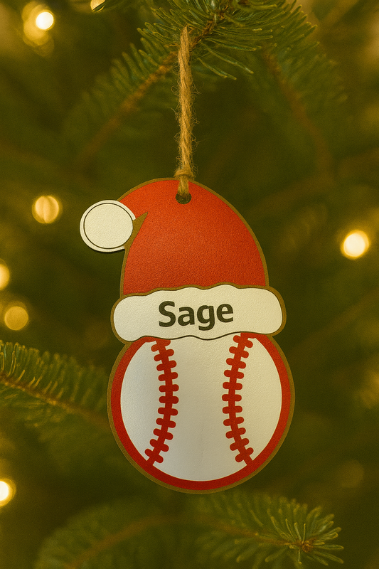 UV Printed Santa's Baseball Player Personalized Name Ornament