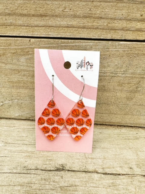 Basketball Scattered Print Dangle Earrings