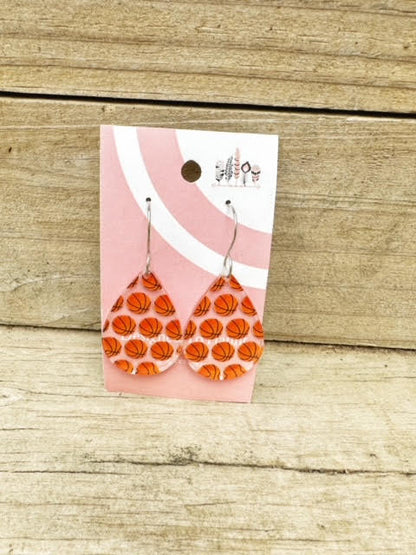 Basketball Scattered Print Dangle Earrings