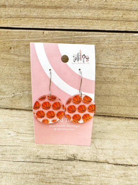 Basketball Scattered Print Dangle Earrings