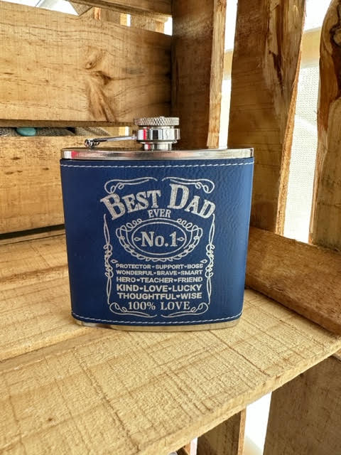 Best Dad 6 oz Leatherette and Stainless Steel Flask