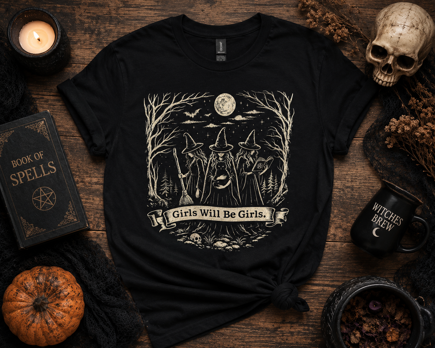 Girls Will Be Girls Tee | Halloween Tee | Witchy Vibes Shirt