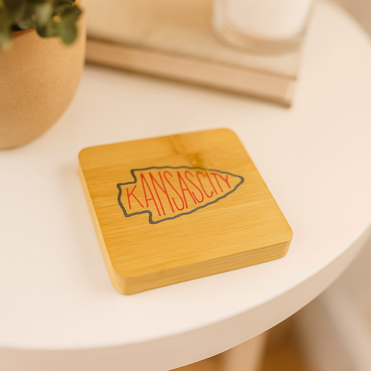 UV Printed Kansas City Arrowhead Wooden Coaster