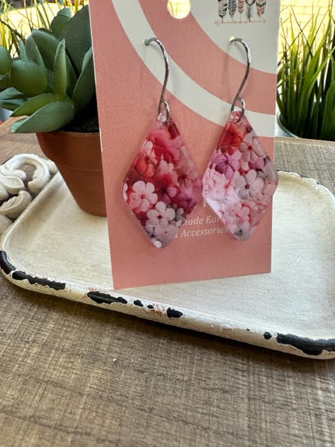 Cherry Blossom Scattered Print Dangle Earrings