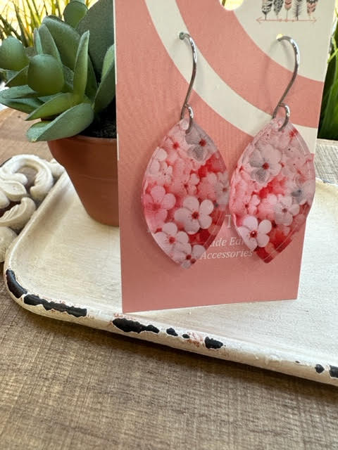 Cherry Blossom Scattered Print Dangle Earrings