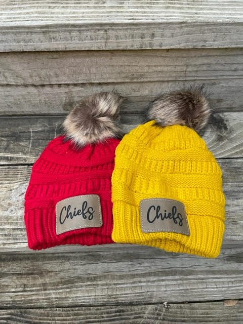 Chiefs Cursive Pom Beanie