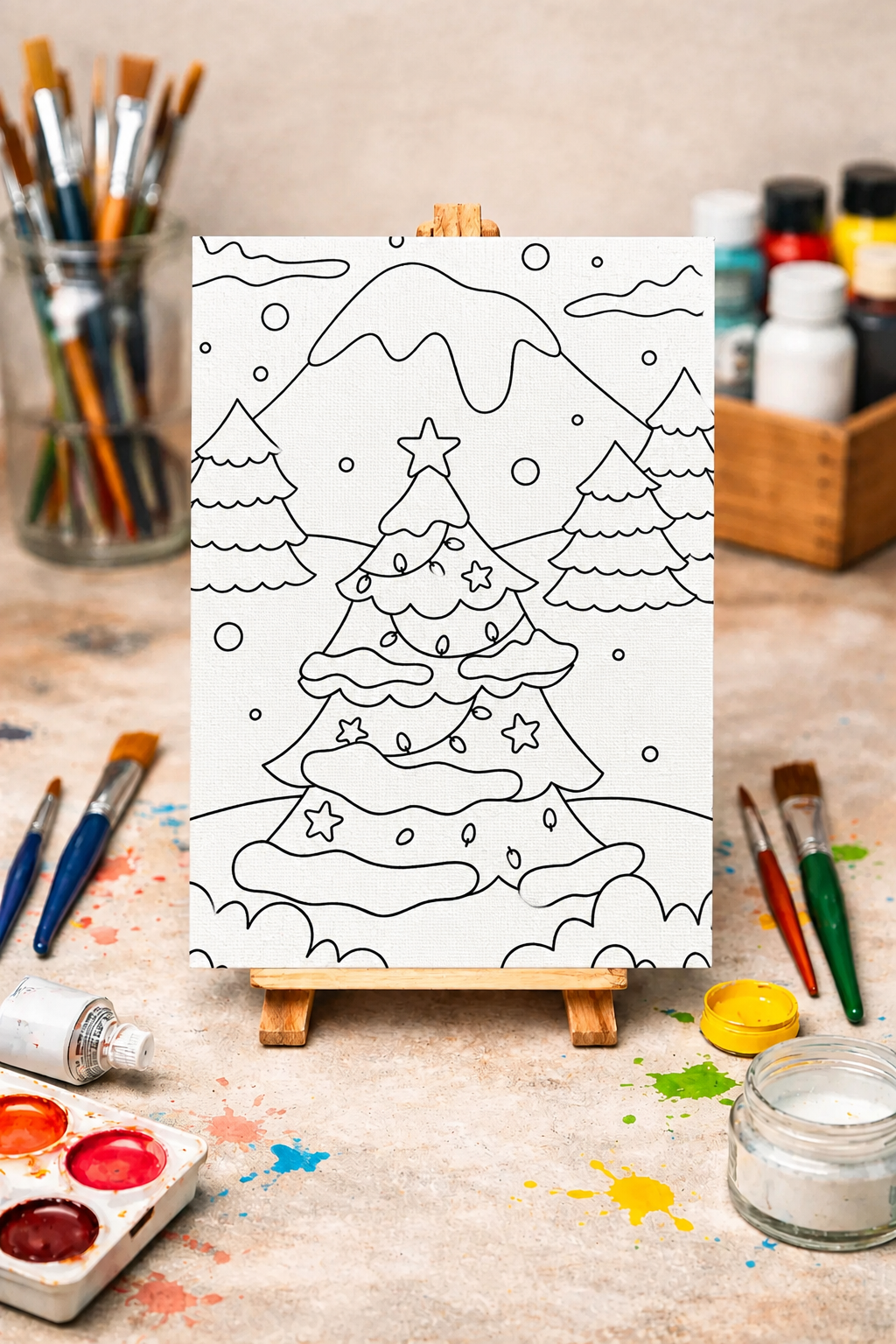 Paint-Your-Own Canvas – Christmas Tree Farm