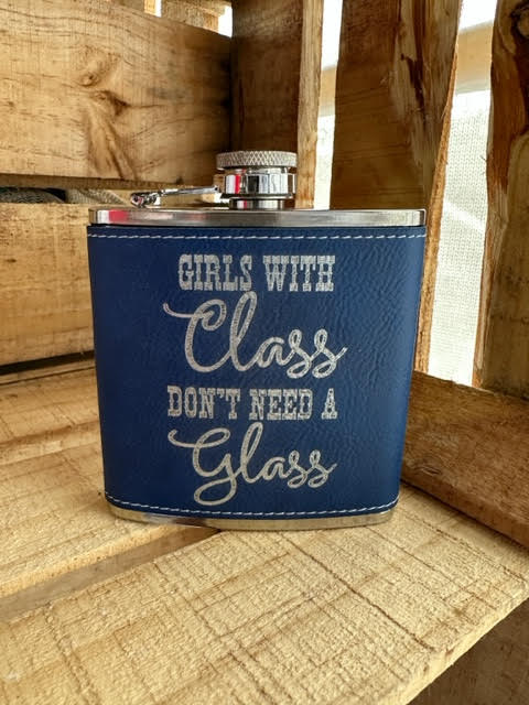 Girls With Class 6 oz Leatherette and Stainless Steel Flask