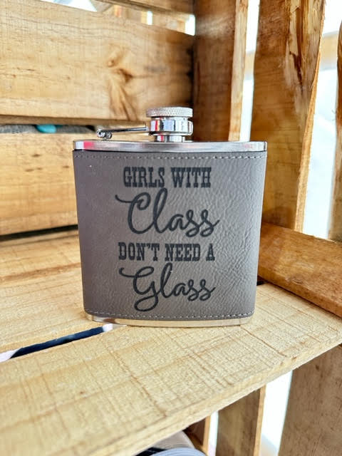 Girls With Class 6 oz Leatherette and Stainless Steel Flask