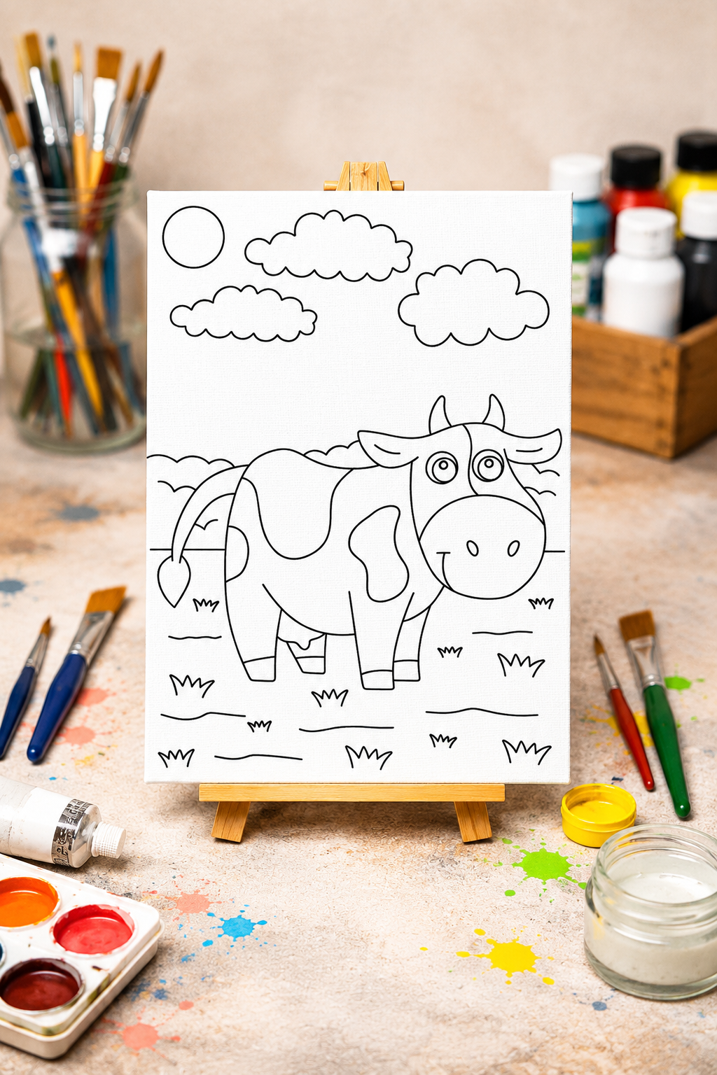 Paint-Your-Own Canvas – Cute Cow