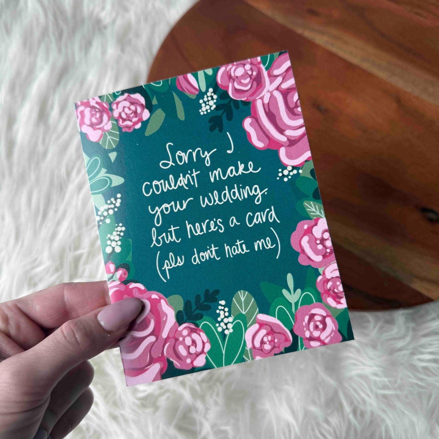 Sorry I couldn't make your wedding, but here's a card
