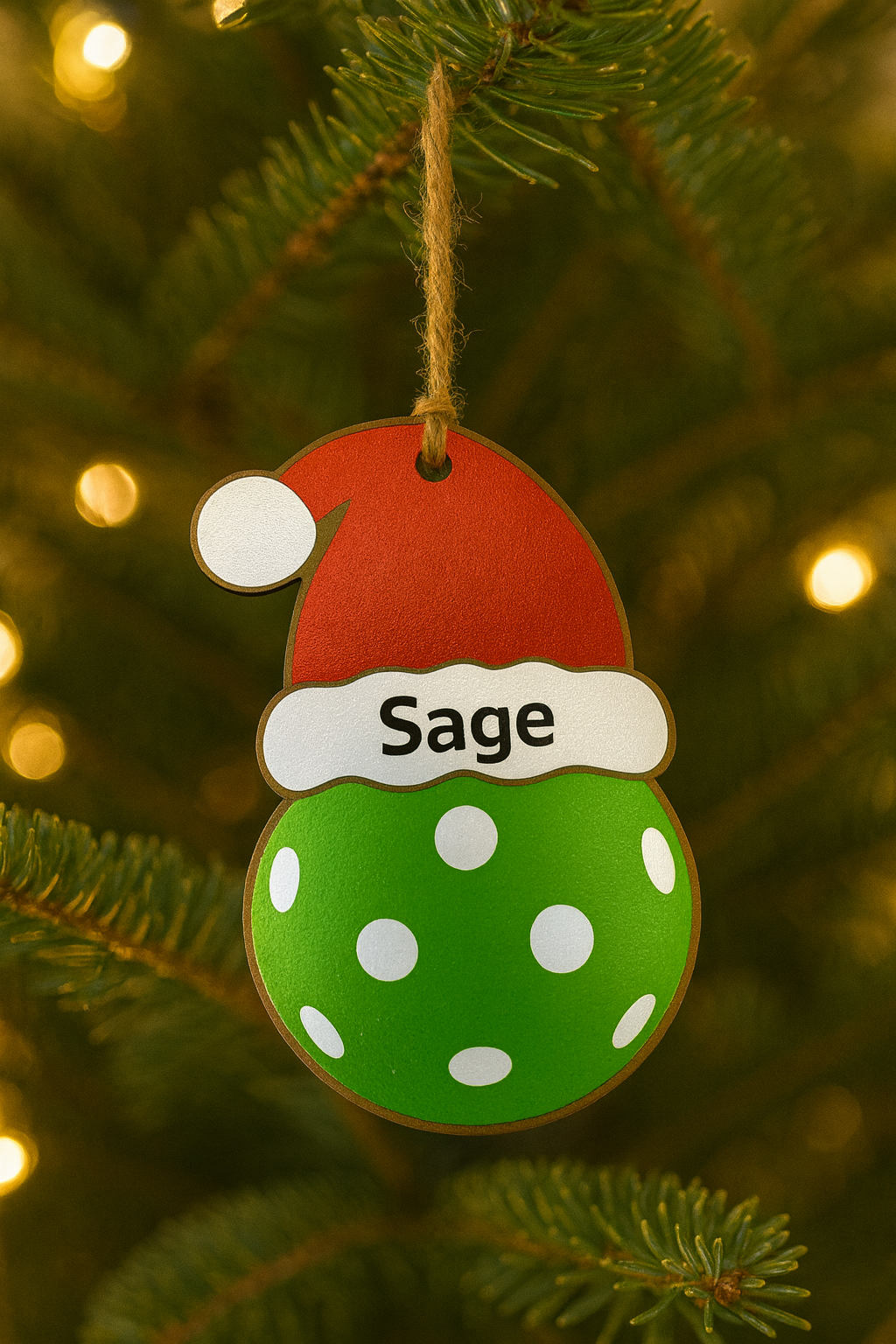 UV Printed Santa's Pickleball Player Personalized Name Ornament