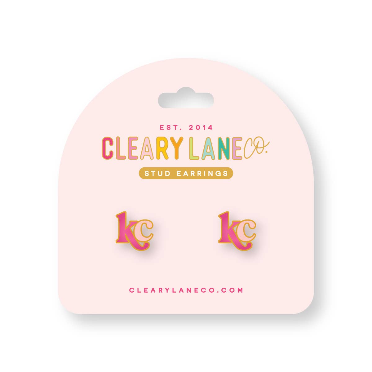 Kansas City KC Letters Enamel Stud Earrings | Pink & Blush