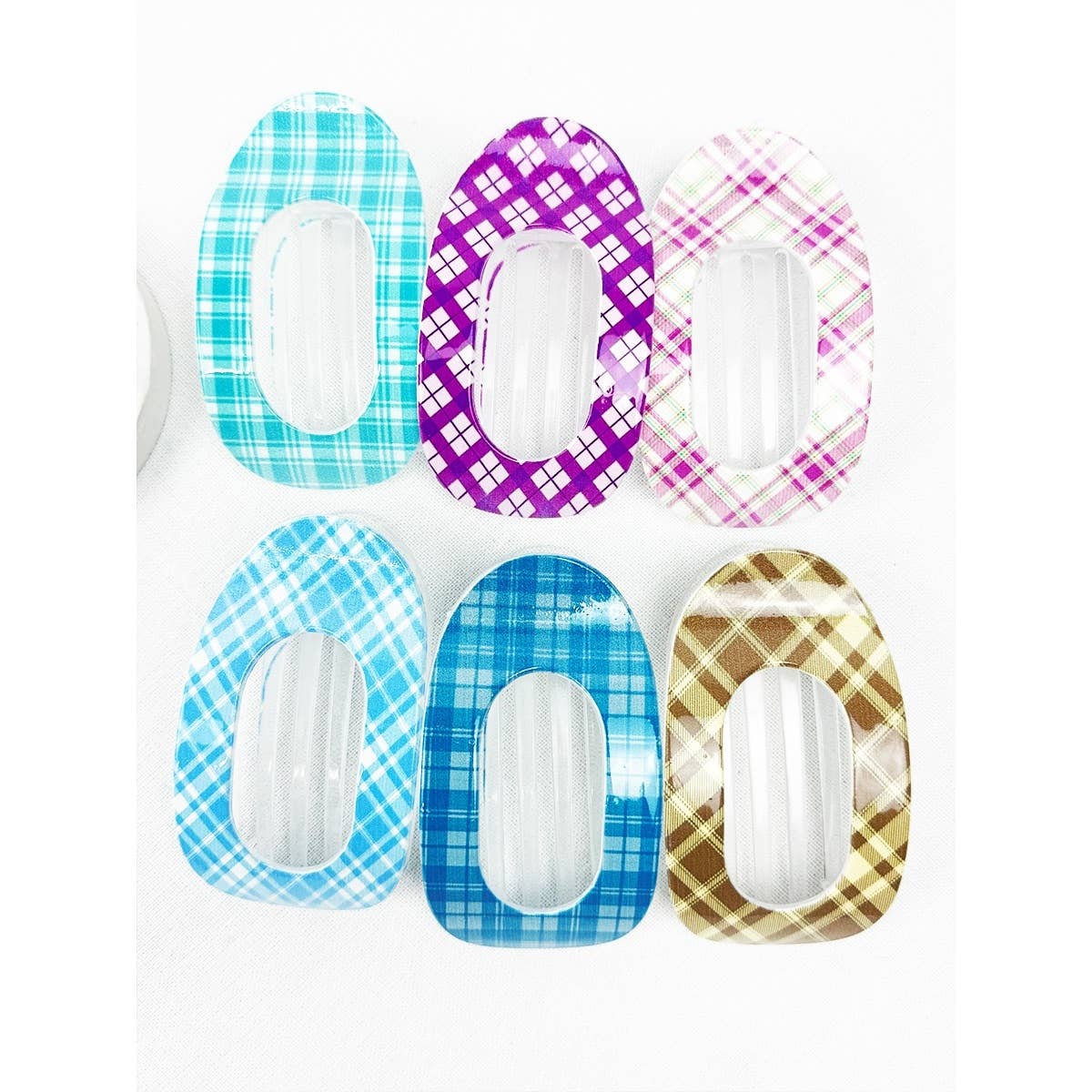 Checkered Print Flat Hair Claw