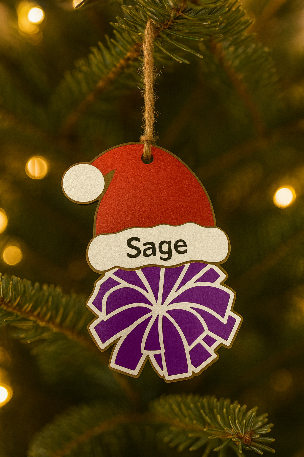 UV Printed Santa's Cheerleader Personalized Name Ornament