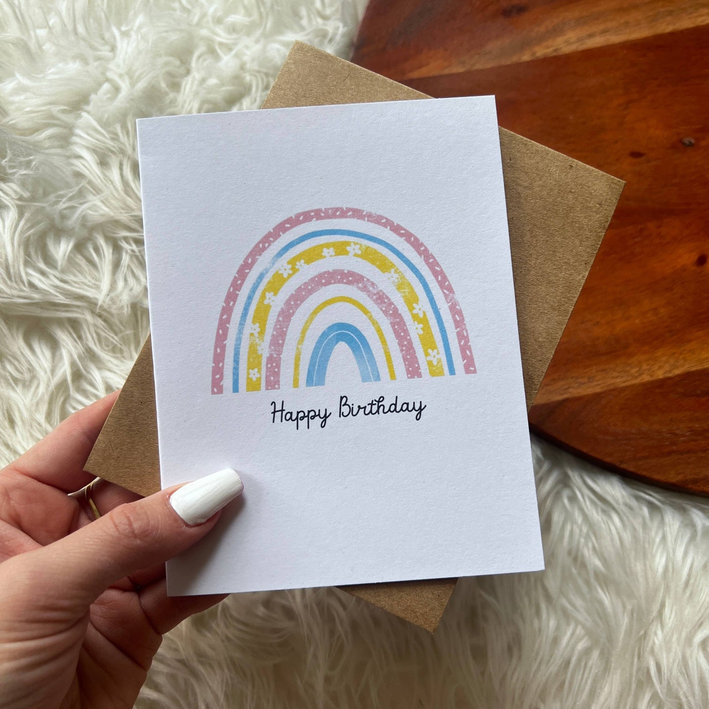 "Happy birthday" cute rainbow birthday card