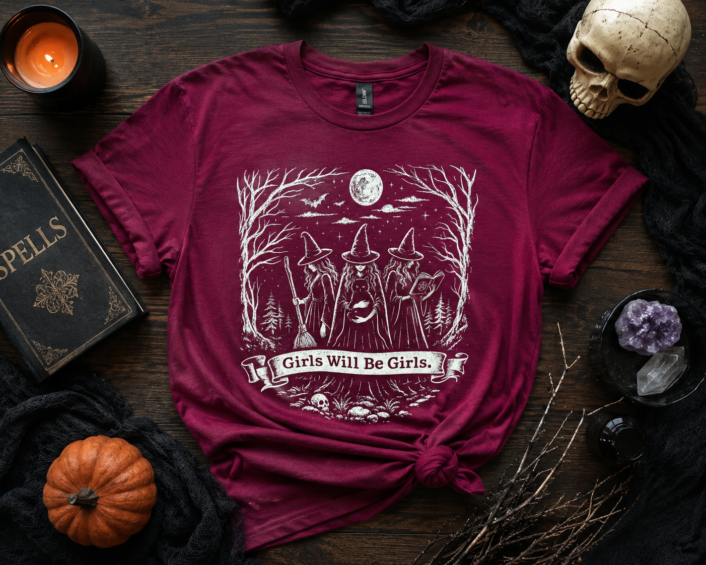 Girls Will Be Girls Tee | Halloween Tee | Witchy Vibes Shirt