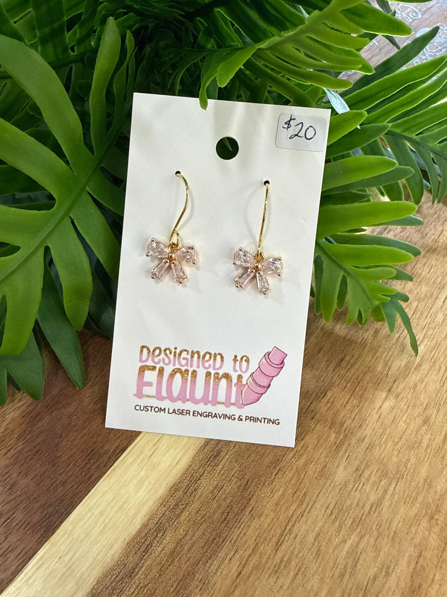 Clear Cubic Zirconia Bow Earrings