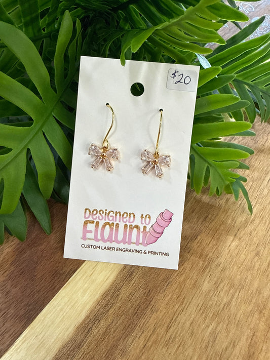Clear Cubic Zirconia Bow Earrings
