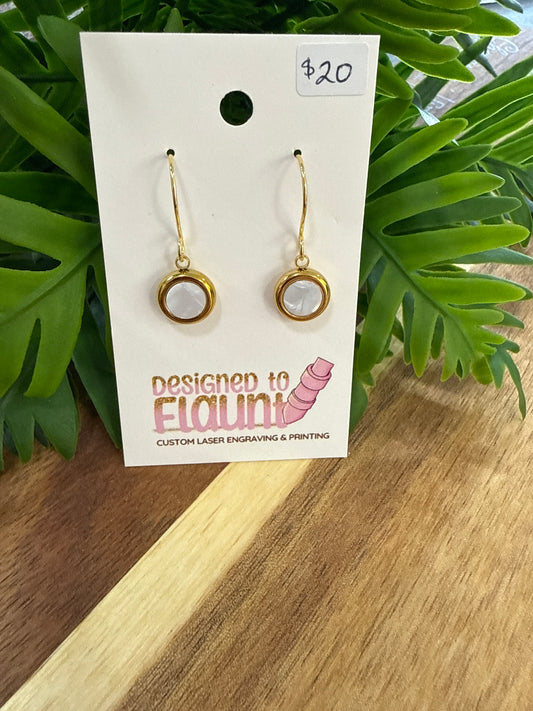 Pearlescent White Circle Earrings