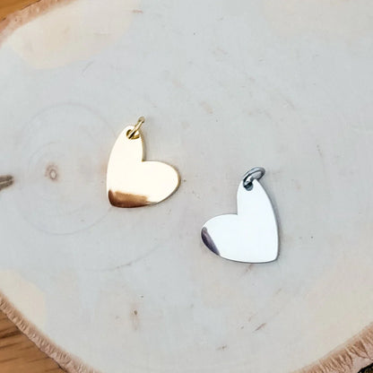 Angled Heart Charm With Jump Ring