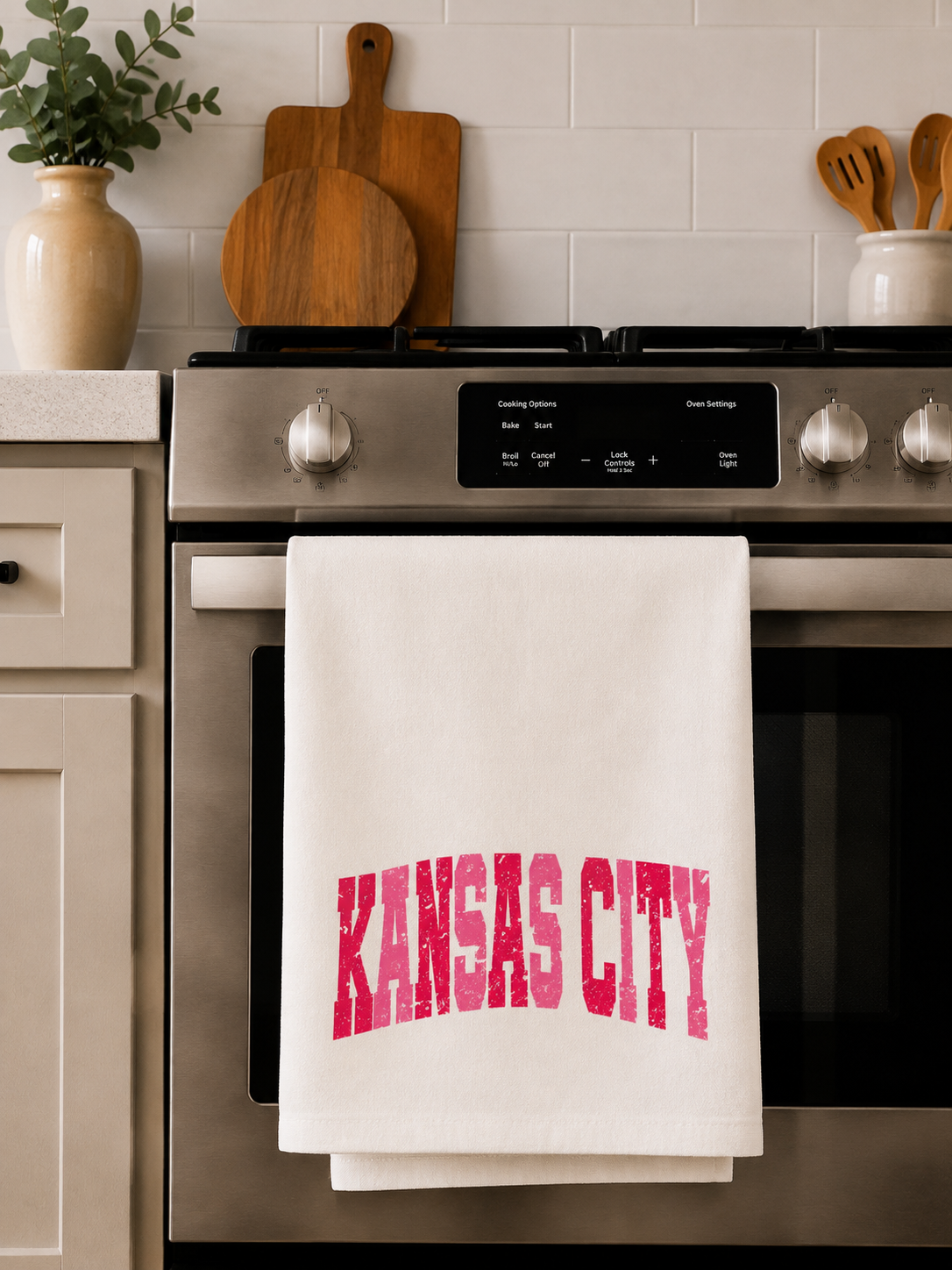 Pink Arched Kansas City Tea Towel | KC Souvenir | KC Hostess Gift