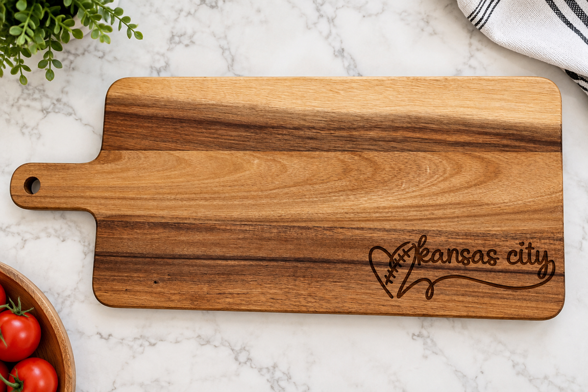 Engraved KC Football Cutting Board