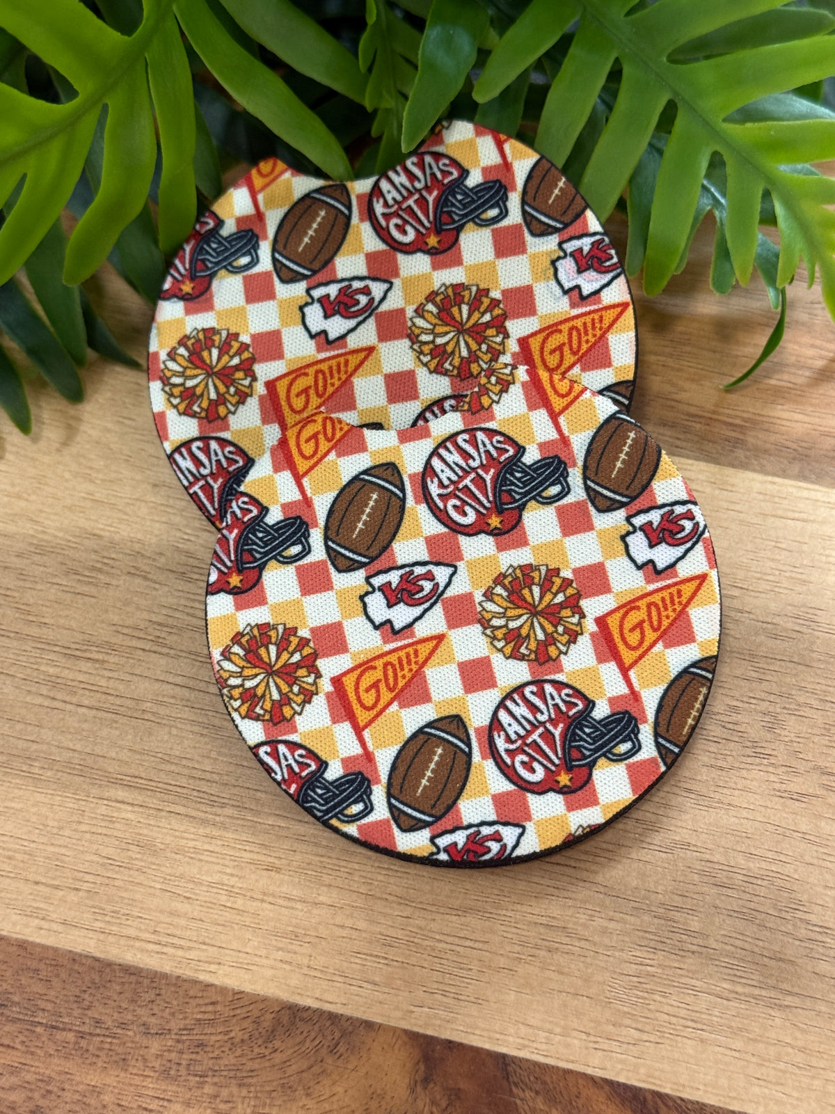 Kansas City Football Car Coasters – Set of 2