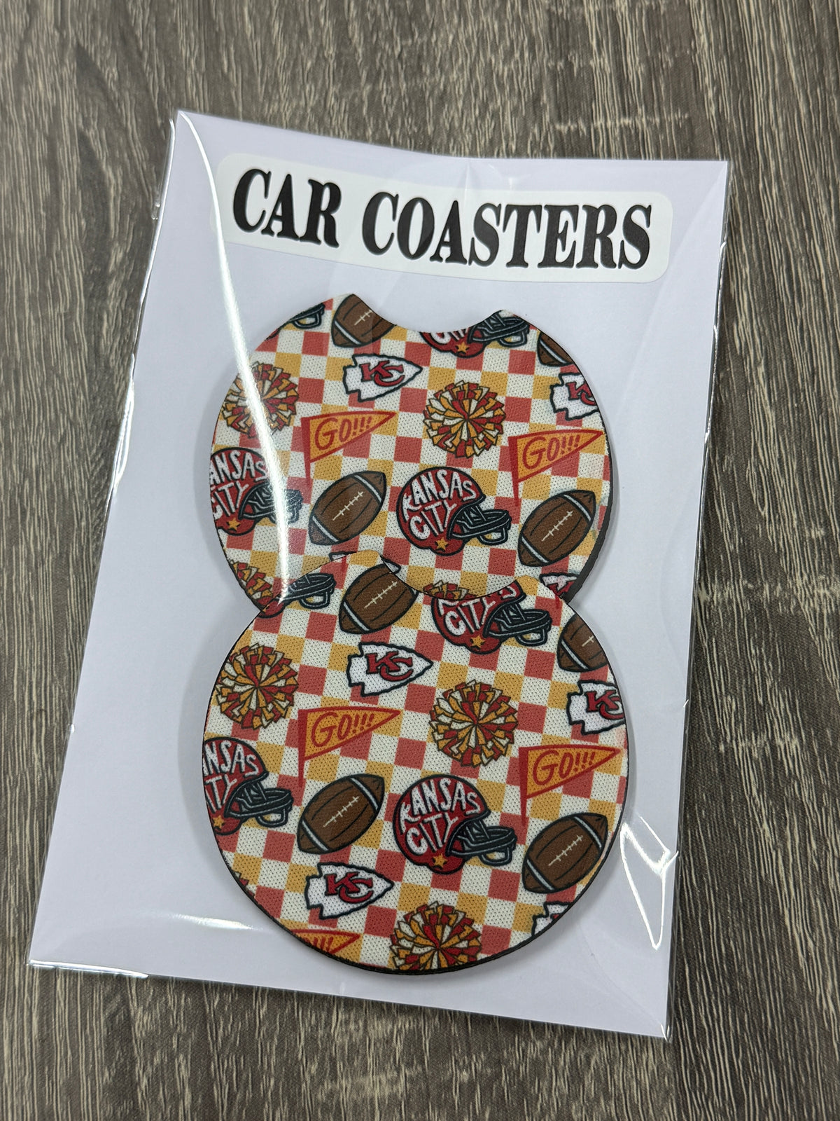 Kansas City Football Car Coasters – Set of 2