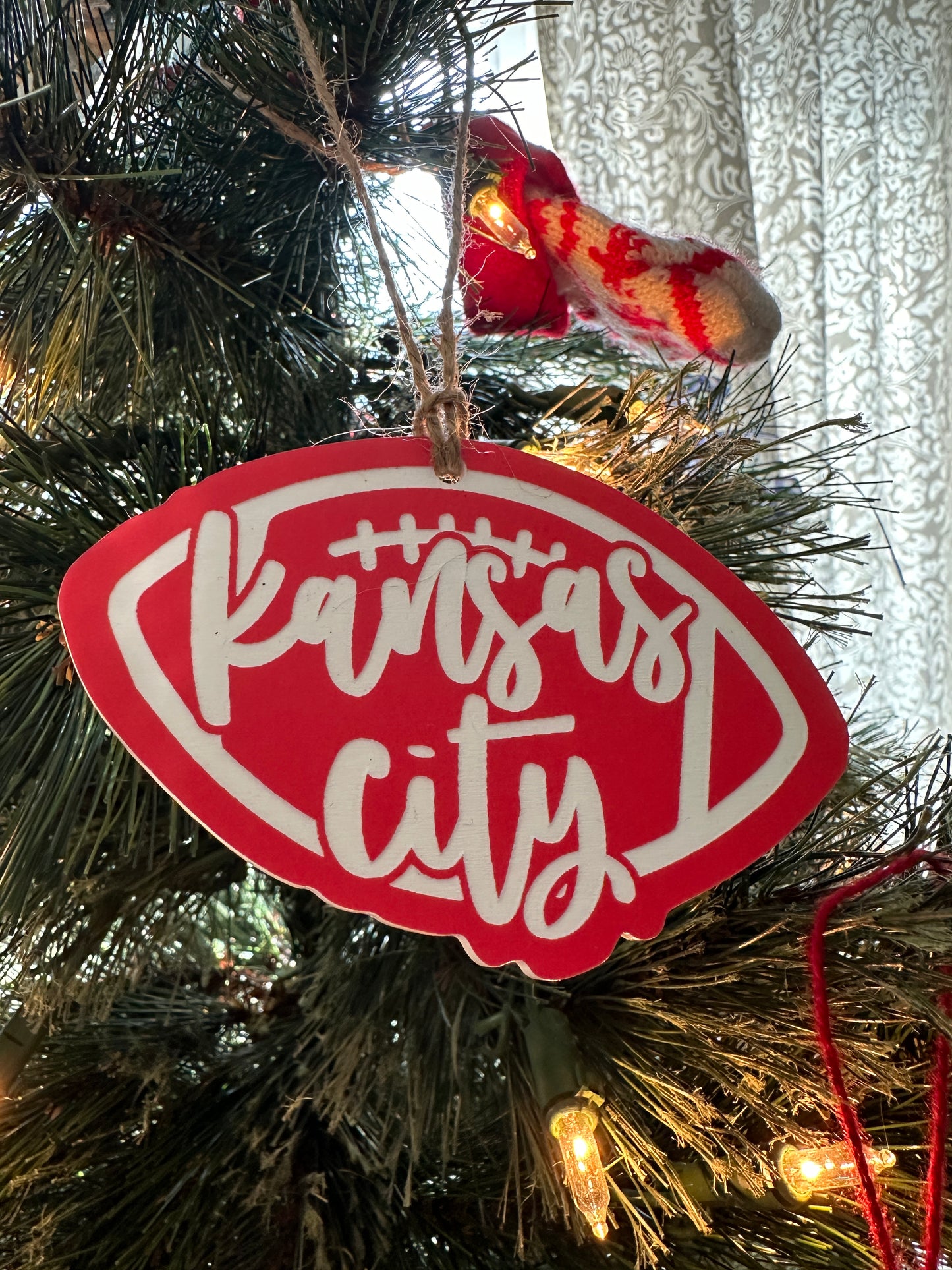 KC Red Football Ornament