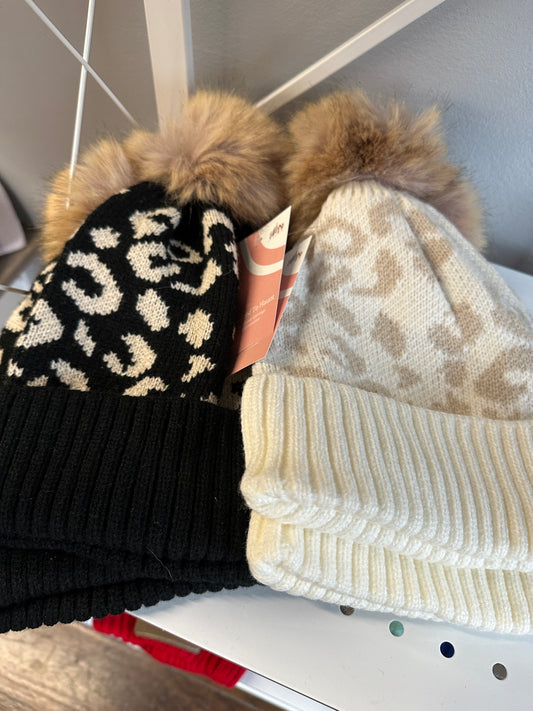 Leopard Spotted Pom Beanie