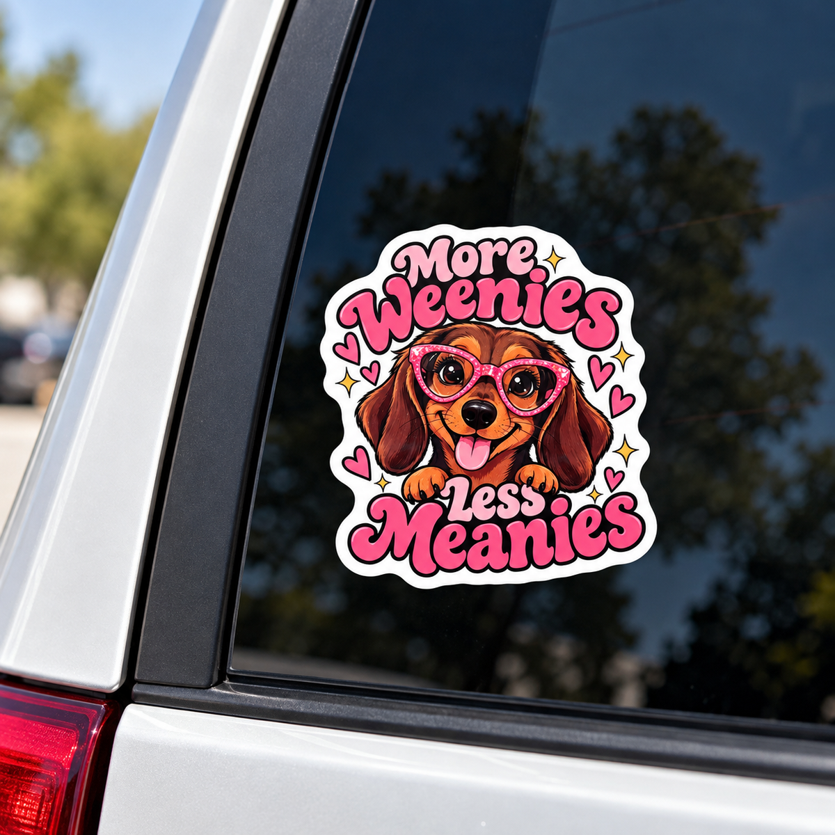 More Weenies Less Meanies Sticker | Dog Mom Sticker