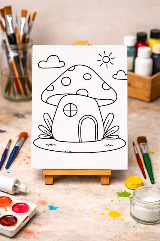 Paint-Your-Own Canvas – Mushroom House