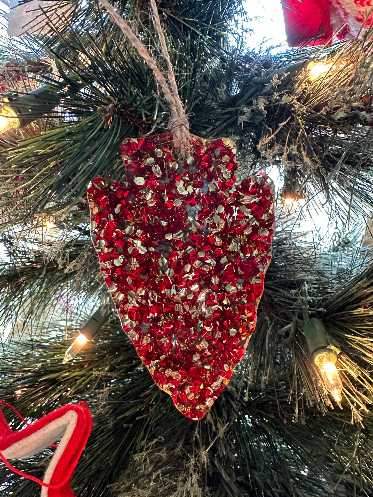 Red and Gold Glitter Arrowhead Ornament