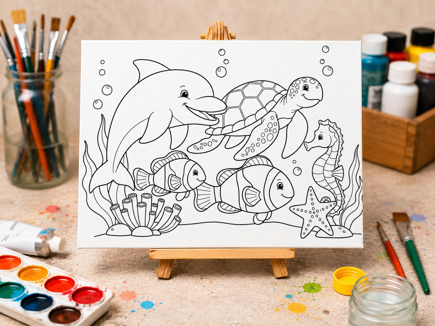 Paint-Your-Own Canvas – Sea Life