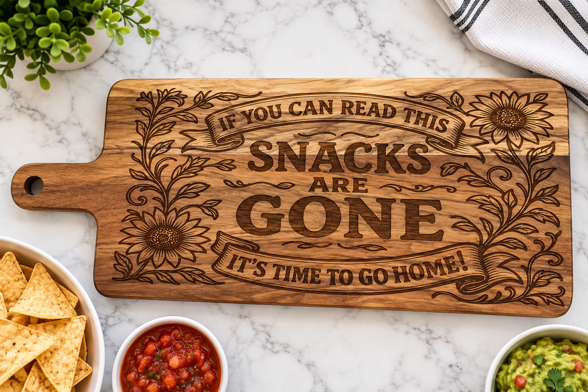 Engraved Snacks are Gone Cutting Board
