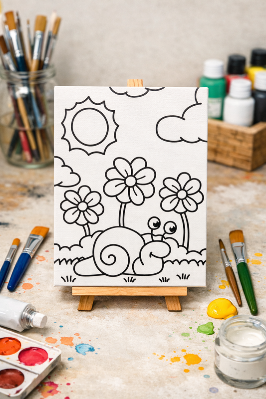 Paint-Your-Own Canvas – Snail Garden