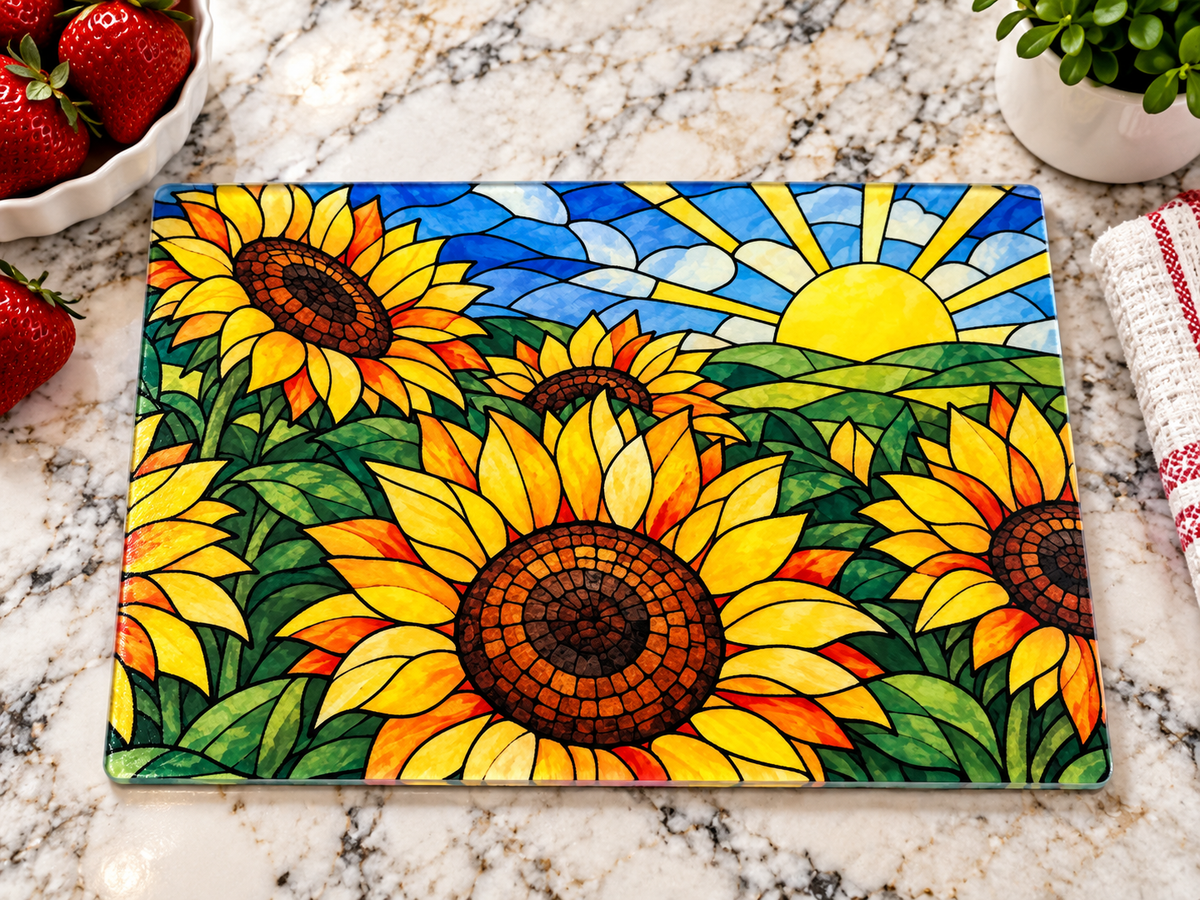 Sunflower Glass Cutting Board