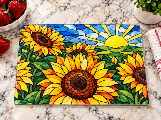 Sunflower Glass Cutting Board