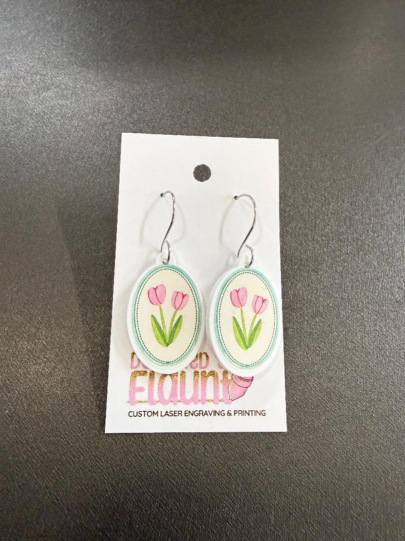 Springtime Tulip Acrylic Dangle Earrings
