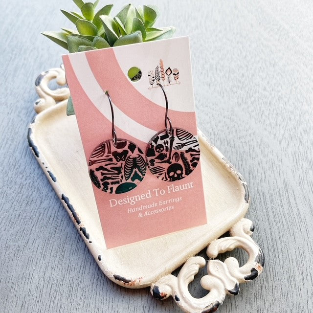 Bones Scattered Print Dangle Earrings